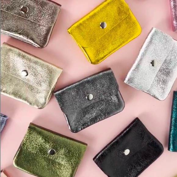 Red Metallic Leather Coin Purse - Picture 3 of 11